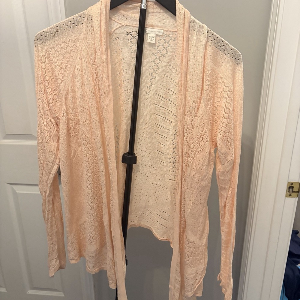 Cato Fashions Pink Pointelle Open Front Cardigan Sweater Plus Size 18/20W 2X EUC